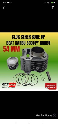 PAKET BLOK SEHER BORE UP BEAT KARBU  SCOOPY KARBU 53mm (130cc)+NOKEN AS Racing Beat karbu kualitas H
