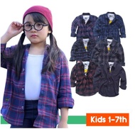 Baju Atasan Kemeja Anak Perempuan Motif Kotak-Kotak Bahan Flanel woll Import