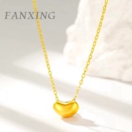 FX 999/24k （0.2g)  Little Golden Bean Fine gold Pendant Women's pure gold necklace