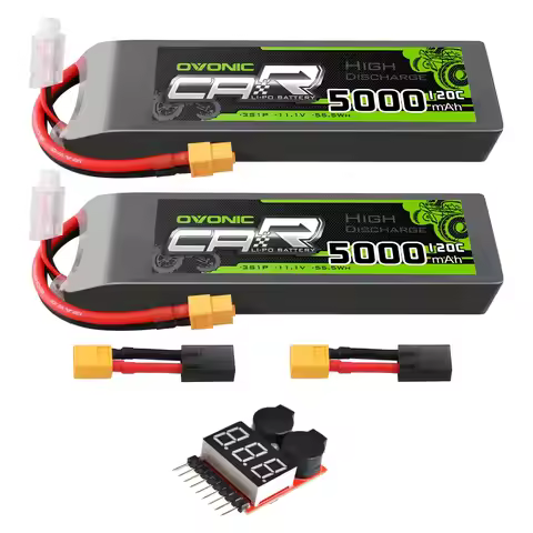 3S LiPo Battery 11.1V5000mAh 120C with XT60 and TRA Plug Match RC Car Truck Airplane Boat with 2Pack