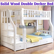 Solid Wood Bunk Bed Double Decker For Kids Parent Children Bed Frame Cabinet Katil Adult Bunk Bed Wi