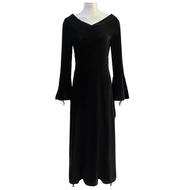 Adams Family Costume - Female Leader Morticia Black Dress Theater Costume