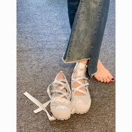 Women's Bowknot Lace-up Ballet Shoes Peas Shoes Flat Single-Layer Shoes Soft Bottom Lace-up Shoes