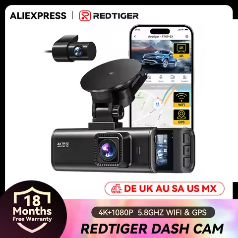 REDTIGER F7NP-EX 4K+1080P Dash Cam Built-in 5.8GHz Wifi And GPS Dash Camera Night Vision Recorder AP