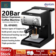 Ready Stock Donlim DL-Kf6001 (Ship Fast 1-2 Days) Semi-Auto Espresso Italian Cafe Machine Pump Steam