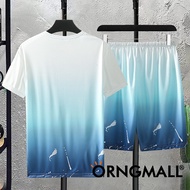 ORNGMALL Mùa Hè Mới Áo phông dành cho Nam Bộ quần áo thể thao hai mảnh Bộ quần áo thể thao ngắn tay