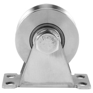 (QBEP) 1-Pack V-Type Stainless Steel Pulley Block Mute Bearings Groove Sliding Roller Track Wheel