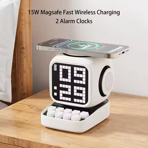 Magnetic charging function Bluetooth speaker with touch interactive facial expressions, clock alarm 