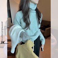 Taiwan Official Picture DW734 Andy Fleece Two Wool Quality High Neck Sweater Women