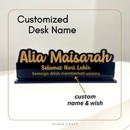 Desk Name Wood Acrylic, Name Stand, Plak Nama Hadiah, Hari Guru