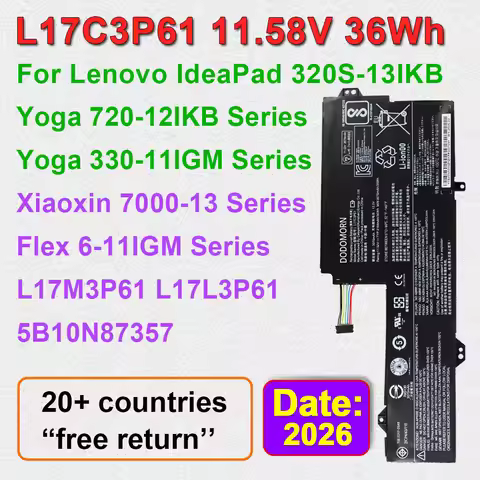 L17C3P61 L17L3P61 Compatible Laptop Battery For Lenovo IdeaPad 320S-13IKB Yoga 720-12IKB 330-11IGM X