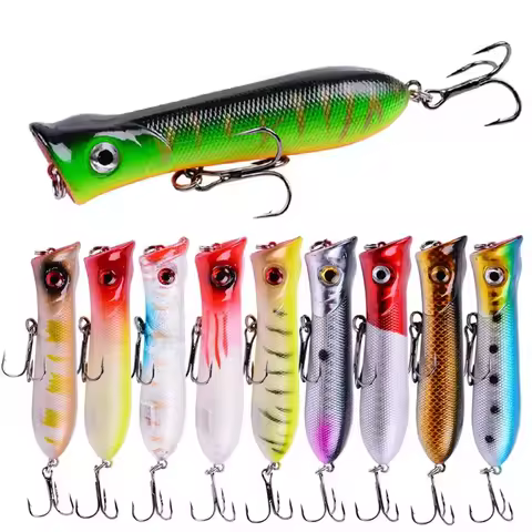 5/10 PCS Popper Fishing Lure Fit Rod Floating Crankbait Iscas Fishing Tackle Artificial Bait Poper C