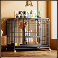 Mobile Square Tube Wire Dog Cage Large Sangkar Anjing Besar With Tray Pet Cage Indoor Dog House HappyTails