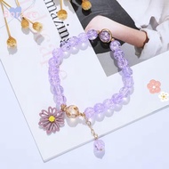 BORRAONE Korean Daisy Bracelet, Lucky Elastic Bohemian Bracelet,  Multicolor Crystal Beaded Bracelet