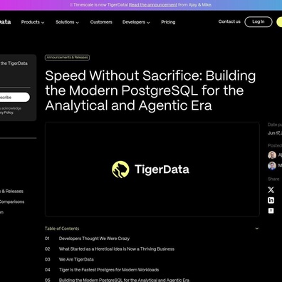TimescaleDB Menjenamakan Semula kepada TigerData, Menimbulkan Kekeliruan Akibat Konflik Nama dengan Syarikat Pangkalan Data Sedia Ada
