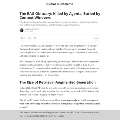 นักพัฒนาโต้เถียงว่า RAG ตายแล้วหรือไม่ เมื่อ AI Agents และ Context Windows ขนาดใหญ่เปลี่ยนกฎเกม