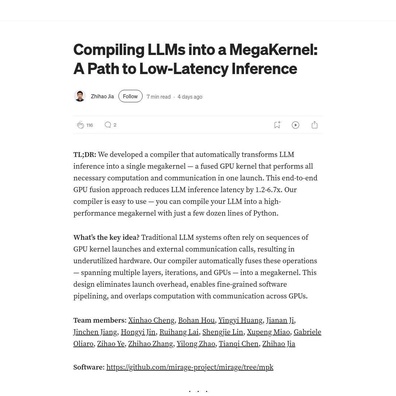 Kompiler MPE Mencapai Inferensi LLM 1,7x Lebih Cepat dengan Teknologi Megakernel Fusion