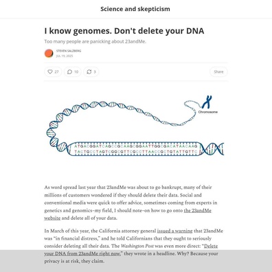 Komuniti Teknologi Menentang Nasihat Pakar Genomik untuk Menyimpan Data DNA dengan 23andMe