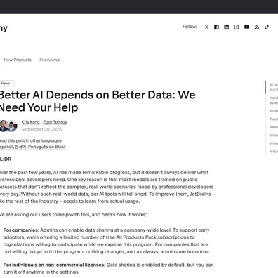 JetBrains Hadapi Protes Developer Terkait Pengumpulan Data Default untuk Pelatihan AI