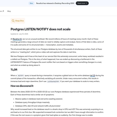 Fitur LISTEN/NOTIFY PostgreSQL Menciptakan Kunci Database Global di Bawah Beban Tinggi