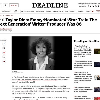 Di sản của nhà biên kịch Star Trek Jeri Taylor: Tập phim "The Drumhead" vẫn còn giá trị đến ngày nay