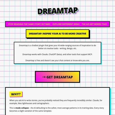Plugin Mới Dreamtap Sử Dụng Từ Khóa Cảm Hứng Ngẫu Nhiên Để Phá Vỡ Tình Trạng Suy Giảm Chế Độ Sáng Tạo Của AI