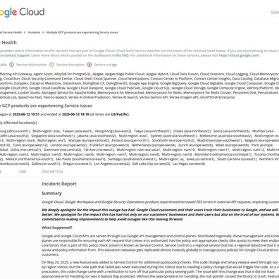 Google Cloud Mengalami Gangguan Besar Selama 3 Jam Akibat Bug Null Pointer dan Penanganan Error yang Buruk