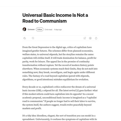 Pendapatan Asas Sejagat: Perbahasan Komuniti Mendedahkan Perbezaan Pendapat Mendalam Tentang Masa Depan Kapitalisme