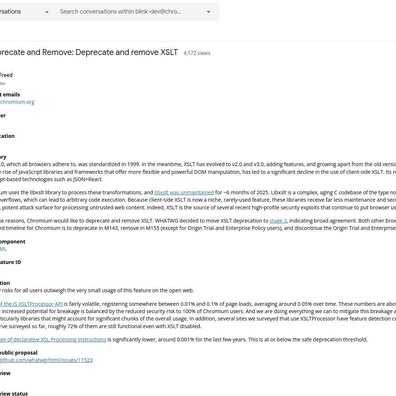Việc Google Loại Bỏ XSLT Châm Ngòi Tranh Luận Về Tiền Lệ Nền Tảng Web