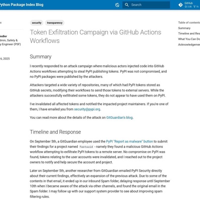 Các Workflow GitHub Actions Bị Khai Thác Để Đánh Cắp Token Xuất Bản PyPI Trong Chiến Dịch Tấn Công Quy Mô Lớn