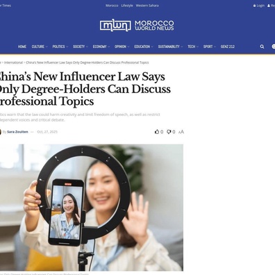 Undang-Undang Influencer Baharu China Cetus Debat Global Mengenai Pakar vs Kebebasan Bersuara