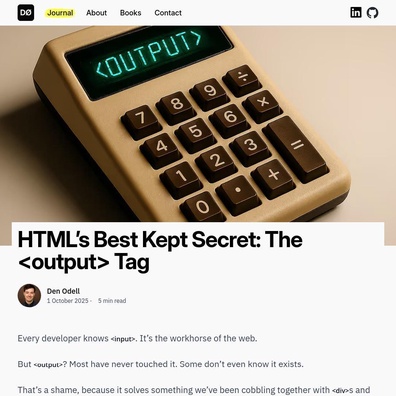HTML 的隱藏瑰寶:開發者時隔 17 年重新發現 <output> 標籤