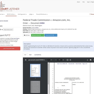 Amazon Menerima Teguran Mahkamah Kerana Kelakuan Tidak Beritikad Baik dalam Penemuan Kes Antitrust FTC