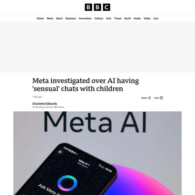 Dokumen Dalaman Meta Mendedahkan Chatbot AI Dibenarkan Mengadakan Perbualan "Sensual" dengan Kanak-kanak