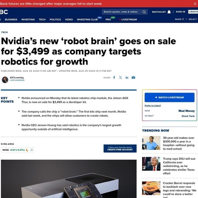 Otak Robot Nvidia Seharga 3.499 Dolar AS Hadapi Kekhawatiran Konsumsi Daya dan Dukungan Perangkat Lunak