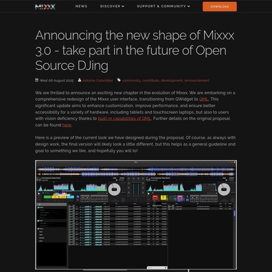 Redesain UI Mixxx 3.0 Memicu Perdebatan Soal Migrasi QWidget ke QML