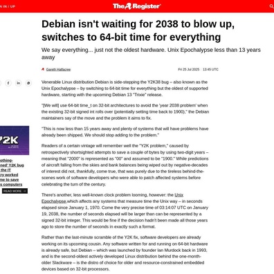 Debian Giải Quyết Sớm Lỗi Thời Gian 2038 Bằng Chuyển Đổi 64-bit, Nhưng Bỏ Lại i386