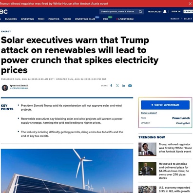 Lệnh Cấm Năng Lượng Tái Tạo Của Trump Có Thể Gây Ra Tình Trạng Thiếu Điện Và Tăng Giá Điện Trên Toàn Nước Mỹ