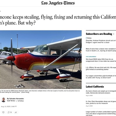 Pencuri Pesawat Misterius Berulang Kali Mencuri, Menerbangkan, dan Mengembalikan Cessna ke Bandara-Bandara California yang Berbeda