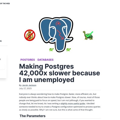 Developer Chứng Minh Cách Làm PostgreSQL Chậm Hơn 42.000 Lần Chỉ Bằng Việc Thay Đổi Cấu Hình
