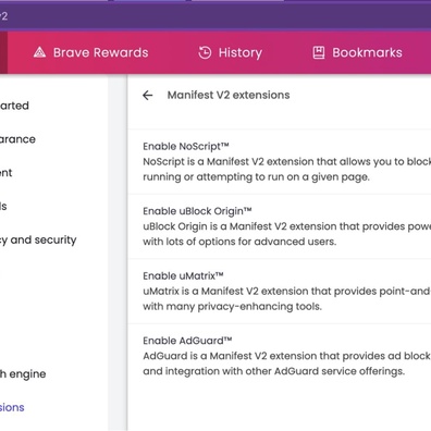Google 逐步淘汰 Manifest V2 之際, Brave 瀏覽器獨立託管 MV2 擴充功能