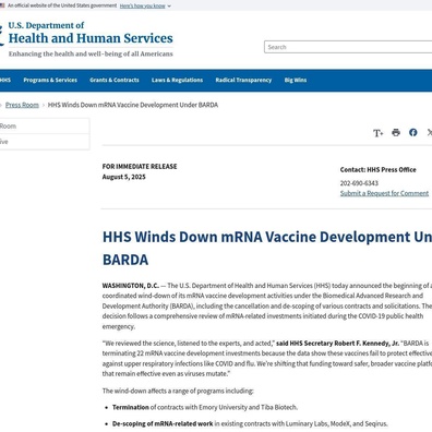 HHS Menamatkan Penyelidikan Vaksin mRNA Bernilai 500 Juta Dolar AS Di Bawah Kepimpinan RFK Jr.