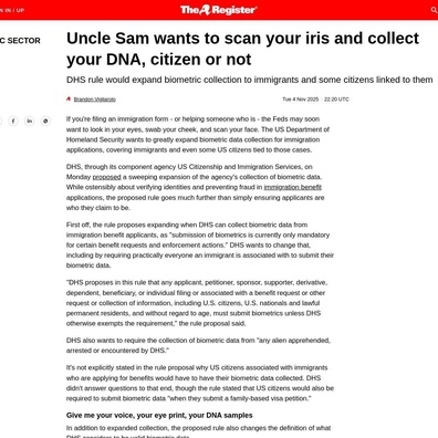 Bantahan Awam Semakin Meningkat Apabila DHS Cadangkan Pengembangan Koleksi Biometrik Secara Meluas