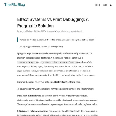 Bahasa Pengaturcaraan Flix Memperkenalkan Kesan Debug Tidak Kelihatan untuk Menyelesaikan Dilema Print Debugging