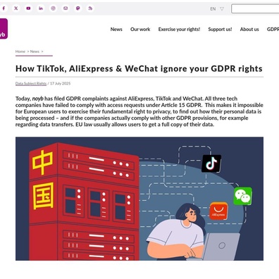 Aplikasi China Hadapi Aduan GDPR Kerana TikTok, AliExpress, dan WeChat Gagal Memenuhi Permintaan Akses Data