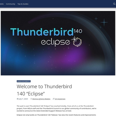 Thunderbird 140 "Eclipse" 、ユーザーのメールを削除し続ける17年間未解決のデータ損失バグに影を落とされる