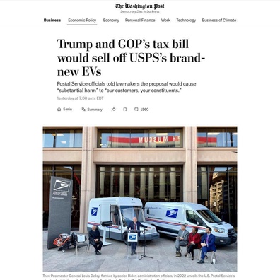 ร่างกฎหมาย GOP บังคับ USPS ประมูลรถส่งไฟฟ้าคันใหม่ทั้งที่ขาดทุนมหาศาล