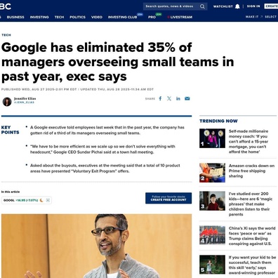 Google Menghapus 35% Manajer Tim Kecil karena Peran TLM Dihilangkan