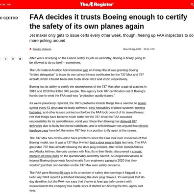 FAA Mengembalikan Kewenangan Sertifikasi Mandiri Boeing Meski Masih Ada Kekhawatiran Keselamatan