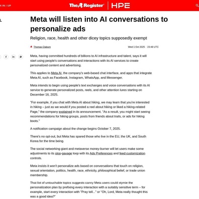 Meta Akan Menambang Percakapan AI untuk Iklan yang Dipersonalisasi Mulai Desember 2025